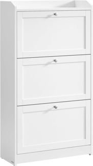 Vasagle Schuhschrank 3 Klappen, Trennwand verstellbar, für bis zu 18 Paar Schuhe, Holz wolkenweiß, 24 x 60 x 108 cm