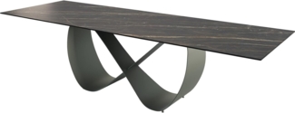 Esstisch Edge 300x100 Keramik Laminam® Noir Desir Braun Infinity Metall Effektfinish Titan