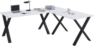 VCM Eck-Schreibtisch Lona 220 x 220 x 80 X-Füße Weiß