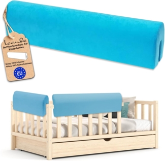 Leanbe Bettkantenschutz für Kinderbetten Kissen für bettumrandung Rausfallschutz Abdeckung Kantenschutz für Babybett (BLAU Mikrofaser, 90cm)