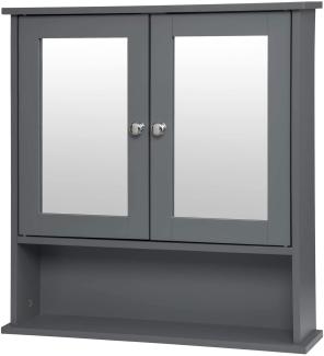 eSituro SBP0059 Spiegelschrank Badspiegel Hängeschrank mit Türen Wandschrank Badschrank Grau BHT ca: 56 x 58,3 x 13 cm