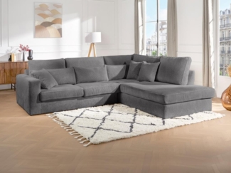 Vente-unique - Großes Ecksofa - Ecke rechts - Cord - Grau - MONDOVI II