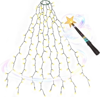 Salcar LED-Lichterkette Weihnachtsbaum Lichterkette 8 Girlanden mit Zauberstab Fernbedienung, 2m 280er LED Christbaumbeleuchtung für 150cm bis 240cm Tannenbaum
