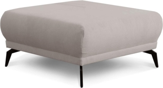 CAVADORE Hocker Cooper / Polsterhocker mit schwarzen Metallfüßen und feinem Cord-Bezug, als Beistellhocker oder Sitzhocker / 89 x 43 x 89 / Cord, Hellgrau