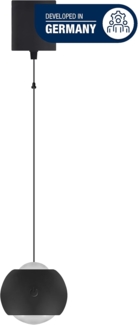 REV Akku Pendelleuchte, 120lm, dimmbar 3 Stufen, höhenverstellbar durch ziehen (20-155cm) - Hängeleuchte für Wohnzimmer, ideal als Nachttischlampe ohne Strom, schwarz