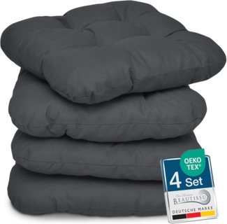 4er Set Beautissu Lisa Stuhlkissen 40 x 40 x 8 cm Anthrazit