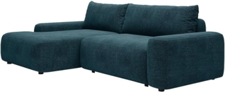 Vente-unique - Ecksofa mit Schlaffunktion - Ecke links - Strukturstoff - Blau - DAVISO