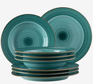 Mäser 931944 Tafelservice Prospero für 4 Personen, Porzellan, blau (1 Set, 8-teilig)