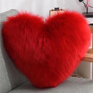 Herzkissen, Herz Kissen Kinderzimmer, Doppelseitiger Flausch Superweiches Plüsch Dekokissen, Herz Dekoratives Kissen für Wohnzimmer Sofa Kind Schlafzimmer Bett (Rot,30x40 cm)