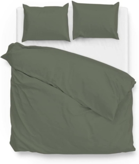 Zo!Home Bettwäsche Satinado 1 Bettwäsche 260x220cm mit 2 Kopfkissen 60x70cm 100% Baumwolle Mako-Satin Army Green