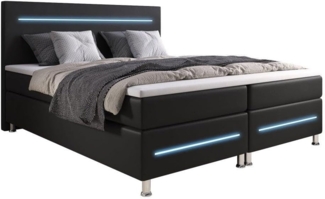Boxspringbett Sejour mit LED 160x200 Schwarz H4 (100kg+)