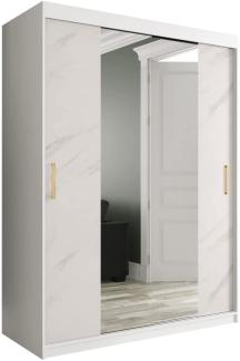 Kleiderschrank Kamoga T1 150 (Weiß / Marmor Weiß + Gold, ohne Schubladen)