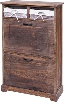 Schuhkipper HWC-H19, Schuhschrank Schuhregal Schuhablage, Massiv-Holz Shabby-Look Korb-Schublade 100x60x24cm ~ braun