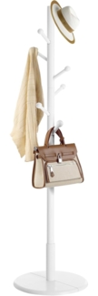 Vasagle Garderobenständer, Kleiderständer, 7 Haken mit abgerundeten Enden, freistehende Garderobe in Baumform, Holz, für Kleidung, Hüte, Taschen, Flur, Wohnzimmer, Weiß RCR07WT