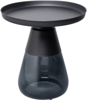 Kare Design Beistelltisch Bottiglia Smoke, Schwarz, 50cm Durchmesser, Luxuriöses Modernes Design, Rund, Leicht, Couchtisch, Wohnzimmertisch, Tischplatte Stahl, Gefärbtes Glas, 52 x 50 x 50 cm (H/B/T)