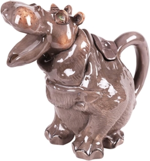 Tierisch gut: Handbemalte Keramik-Teekanne für Teeliebhabe Nilpferd