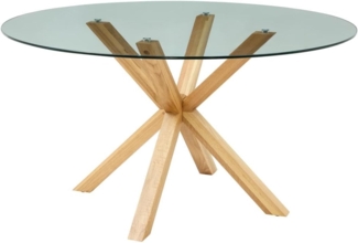 Vente-unique - Esstisch rund - 4 Personen - Sicherheitsglas & Eichenholz - Transparent - LANIEVO