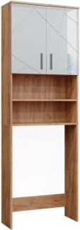 Vicco Waschmaschinenschrank Irma Eiche Weiß Hochglanz 64 x 191 cm Badezimmer