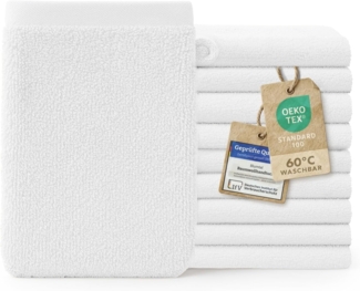 Blumtal Premium Frottier Handtücher Set mit Aufhängschlaufen - Baumwolle Oeko-TEX Zertifiziert, weich, saugstark - 10x Waschlappen (15x20 cm), Weiß