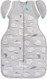 Love To Dream Übergang Pucksack, Baby Schlafsack, Large (8,5-11kg), ideal für kalte Raum Temperaturen (< 16°C), Arme hoch, einfaches Windelwechseln, abzippbare Flügel, Grau, Von Hebammen empfohlen