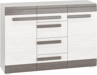 Sideboard "Blanco" Kommode 138cm Pinie weiß grau MDF