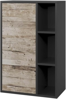 Hängeschrank Berno Schwarz/Sandeiche 50.1 x 78.4 cm mit 3 offenen Fächern Vicco