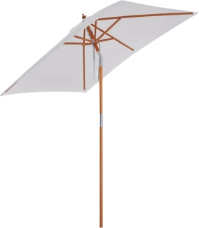 Outsunny Sonnenschirm Knickbarer 3-stufig einstellbarer Schirm, LxB: 200x150 cm, Strandschirm, Gartenschirm, Tannenholz+Polyester Cremeweiß