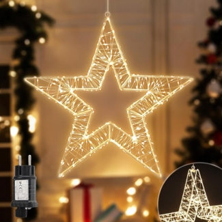 Salcar LED-Lichterkette Lichtkranz LED 3D-Dekokranz Weihnachtskranz Hängekranz Innen & Außen, Ø45cm 720LED/ 8 Modi/ Timer & Memory Stern Lichterkreis Warmweiß