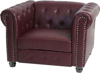 Luxus Sessel Loungesessel Relaxsessel Chesterfield Kunstleder ~ runde Füße, rot-braun