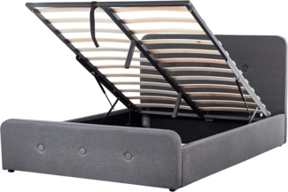 Polsterbett mit Bettkasten hochklappbar RENNES Dunkelgrau 140x200 cm