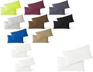 Jersey Kissenbezug, 2er Set, Baumwolle, Weiß, 40x80 cm