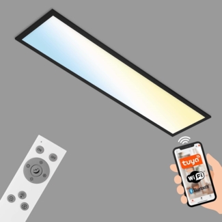 BRILONER - LED Deckenlampe funktioniert mit Alexa, App- und Sprachsteuerung, einstellbar von warmweiß bis kaltweiß, LED Lampe, LED Deckenleuchte, Smart Home Wohnzimmerlampe, 100 x 25 x 6,6 cm, Schwarz