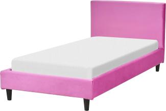 Bett mit Lattenrost FITOU 90 x 200 cm Samtstoff Fuchsia