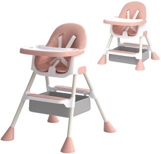 UBRAVOO Babyhochstuhl 6 Monate Plus, 2-in-1-Hochstuhl für Babys und Kleinkinder mit Fußstütze, abnehmbares Doppeltablett, leicht zu reinigender Hochstuhl, HA-019 (Rosa)