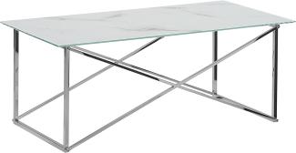 Couchtisch weiß / silber Marmor Optik rechteckig 100x50 cm EMPORIA