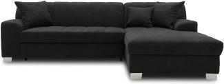 DOMO. collection Capri Ecksofa | Eckcouch in L-Form mit Schlaffunktion, Polsterecke Schlafsofa, schwarz, 239x152x75 cm