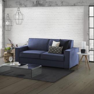 Talamo Italia Schlafsofa Beatrice 3-Sitzer, Wohnzimmersofa, Made in Italy, Drehbare Öffnung mit Matratze und Netz inklusive, aus gepolstertem Stoff, mit Standardarmlehnen, Cm: 220x95h90, Farbe Blau