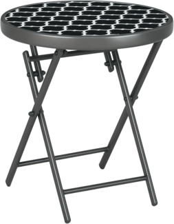 Outsunny Gartentisch Beistelltisch klappbar Klapptisch Outdoor aus gehärtetem Glas (für Garten Terrasse, 1-St, Campingtisch), Schwarz 45 x 45 x 50 cm
