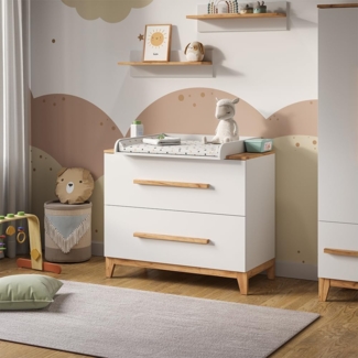 Wickelkommode Malia Weiß/Artisan 108x98 cm mit 2 Schubladen Vitalispa