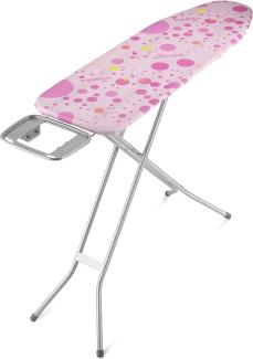 Vileda Star Bügelbrett, Bügeltisch mit Bügeleisenablage, Bügelfläche: 120x38 cm, höhenverstellbar von 75 bis 96 cm, Kindersicherung, TÜV-GS geprüft, Eco-Verpackung, Rosa