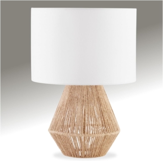 tectake Schreibtischlampe Tischleuchte Lignea Lux aus Jute im Boho-Stil, 60W, Elegante Tischleuchte mit blendfreiem Licht