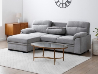 Vente-unique - Ecksofa mit Schlaffunktion - Ecke links - Stoff - Grau - ULENIO