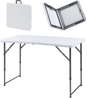Höhenverstellbarer Klapptisch Adelfia 120x60cm Weiß [en. casa]