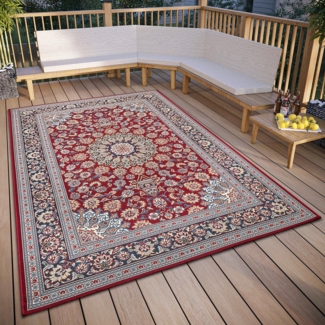 Hanse Home Kadi In- & Outdoor Teppich Orientalisch – Orient Flachgewebe, Orientalisches Design Klassisch, ÖKO-TEX Wetterfest & UV-beständig für Balkon, Terrasse, Garten – Rot Blau, 120x180 cm