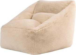 Icon Natalia Sitzsack Sessel für Erwachsene, Beige, Flauschiger Kaninchen Kunstfell Stoff, Riesen Sitzsack mit Füllung, Bean Bag Chair, Bequemer Sessel Wohnzimmer, Lounge, Schlafzimmer, Büro
