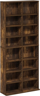 Furinno Jaya Multimedia-Medienspeicher-Tower-Rack mit 16 Regalen und verstellbaren Regalen, Bernsteinkiefer