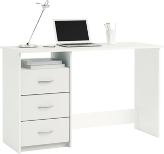 Demeyere Schreibtisch-Computer mit 3 funktionellen Schubladen, ideal für das Arbeiten im Internet und die Aufbewahrung Ihrer Papiere aus der Aristote-Kollektion, Mattes Weiß, 123 x 50,1 x 76,5 cm