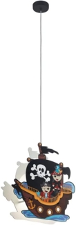Hängeleuchte, Holz, Piratenschiff, bunt, H 110 cm