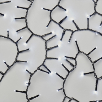 EMOS LED-Lichterkette kaltweiß für Innen und Außen, 12m lange Cluster Weihnachtslichterkette IP44 mit 600 LEDs + 5m Zuleitung und Netzteil, 6 Stunden Timer Funktion, für Party, Weihnachten, Deko