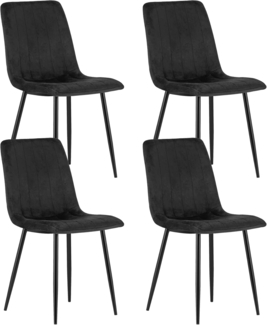 Home Collective Esszimmerstuhl 1er, 2er, 4er Set Polsterstuhl Stuhl Wohnzimmerstuhl (Stuhl Bequemes und strapazierfähiges Design, 90 cm Höhe, 120 kg Belastbarkeit, 4 St), mit schwarzem Samtsitz und schwarz lackierten Metallbeinen 4er Set